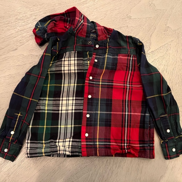 Polo Ralph Lauren Christmas Plaid Shirt Size 5 Boys - Picture 3 of 5